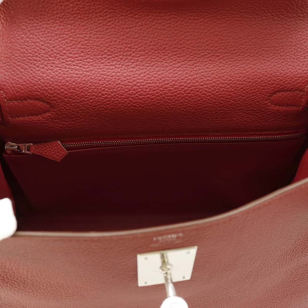 HERMES Kelly Retourne Rouge Grenat Togo Leather Size 28