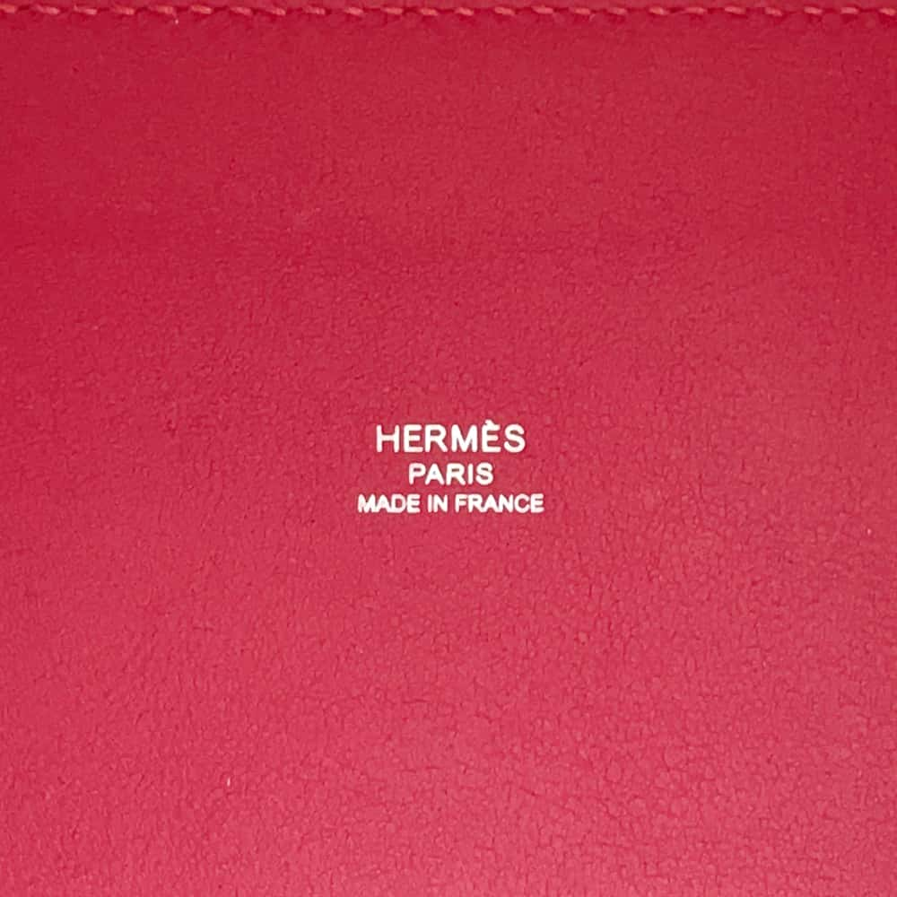 HERMES Ambié Tote Framboise/Beige/Blue Pale Swift Leather Toile H