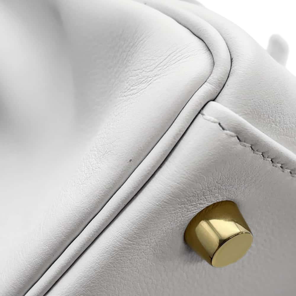 HERMES Kelly Retourne White Swift Leather Size 28