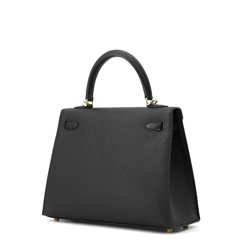 HERMES Kelly Sellier Black Epsom Size 25