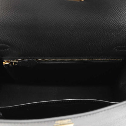 HERMES Kelly Sellier Black Epsom Size 25