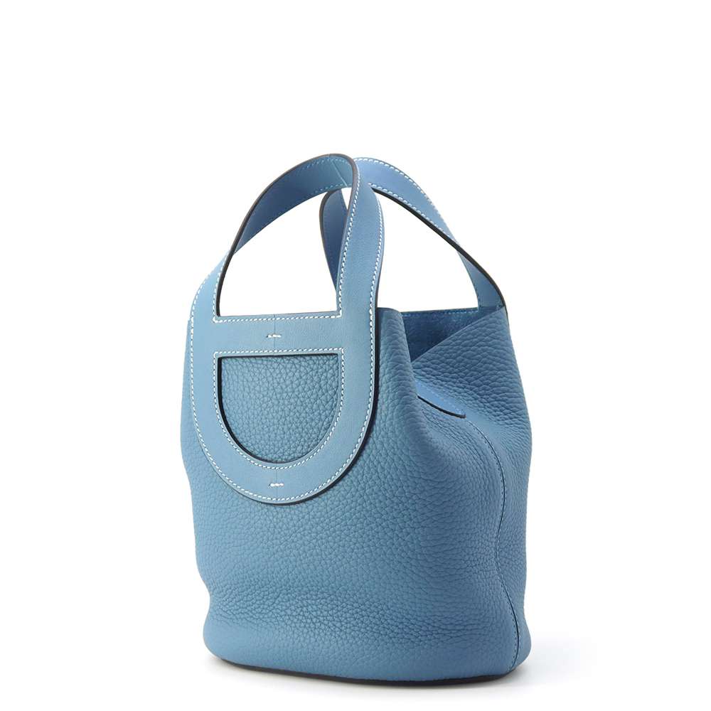 HERMES in-the-loop tote New Blue Jean Taurillon Clemence Swift Leather Size 18