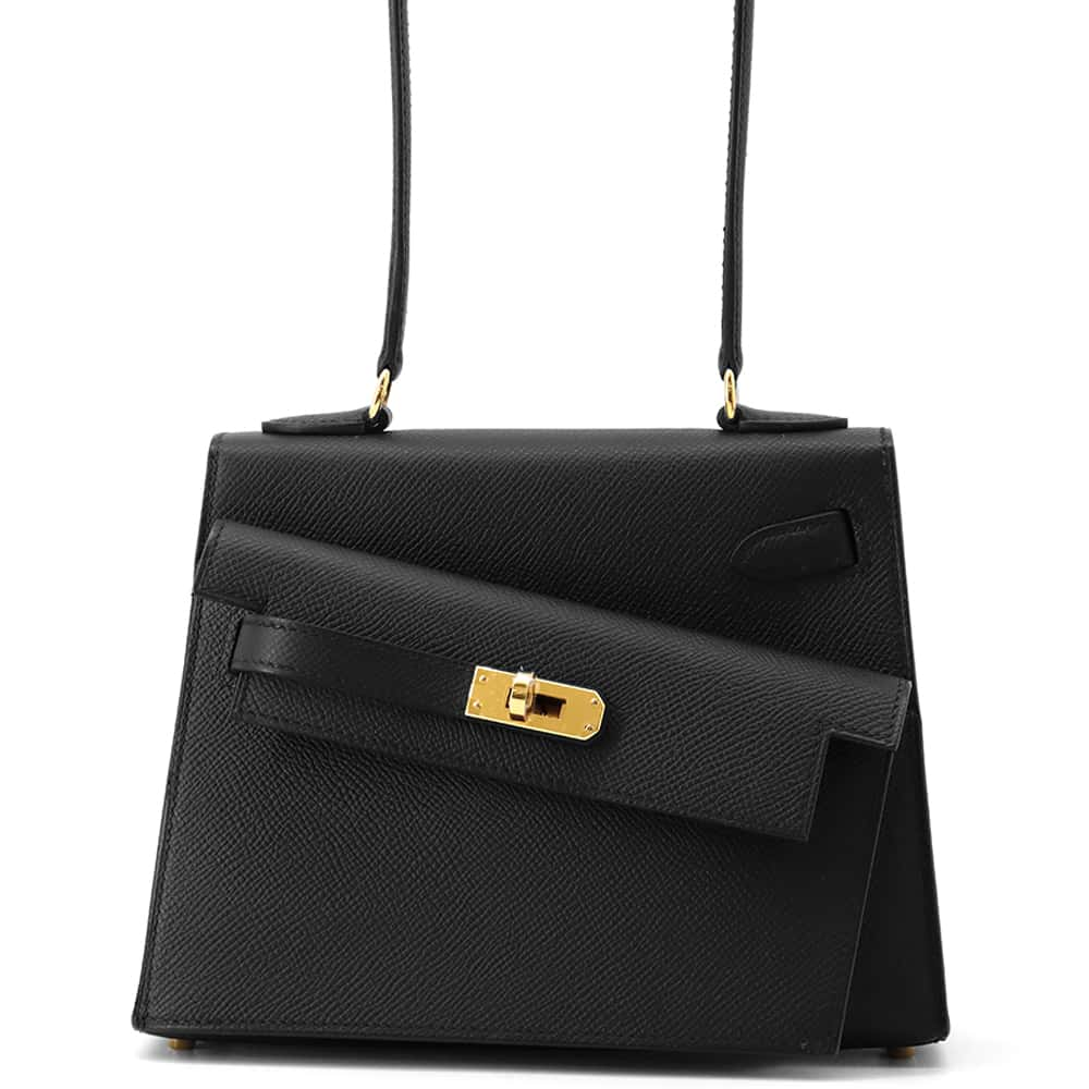 HERMES Kelly Disorder En Desordre Black Epsom Size 20