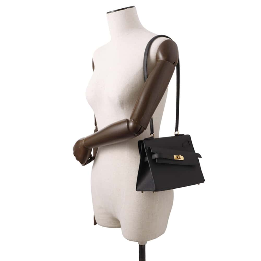 HERMES Kelly Disorder En Desordre Black Epsom Size 20