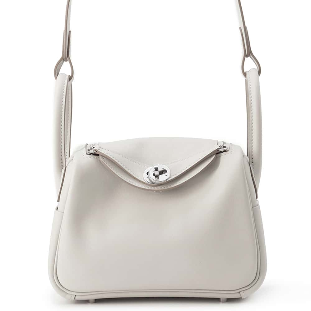 HERMES Lindy Pearl Grey Swift Leather Size Mini