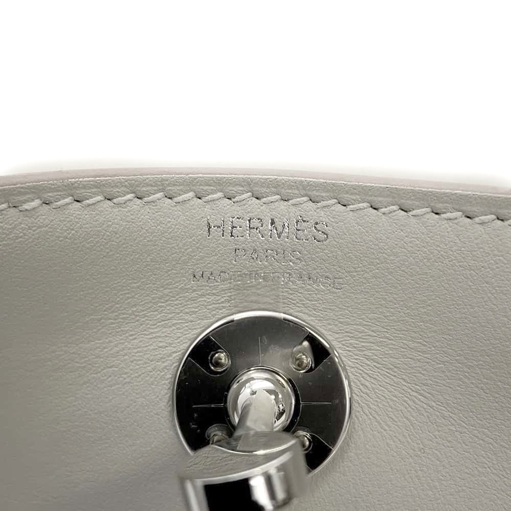 HERMES Lindy Pearl Grey Swift Leather Size Mini