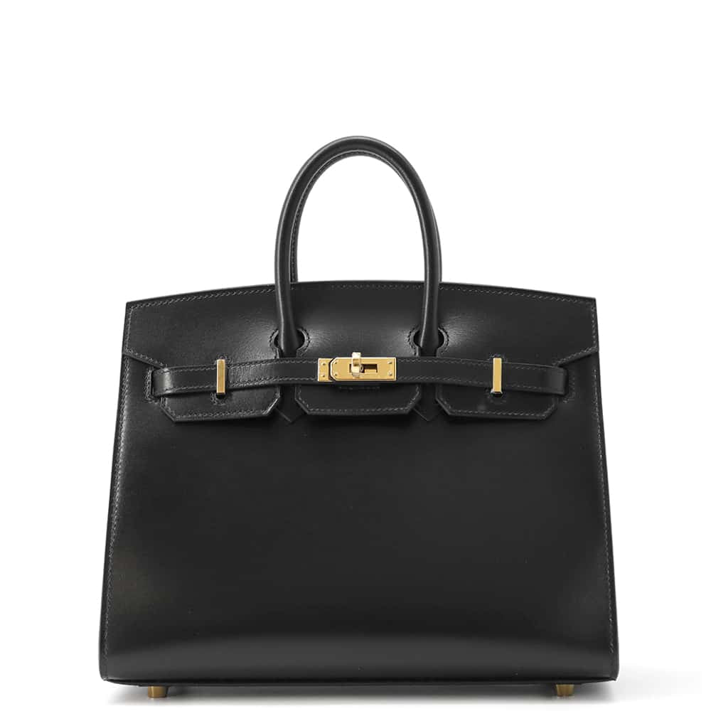 HERMES Birkin Sellier Black Box Calf Leather Size 25