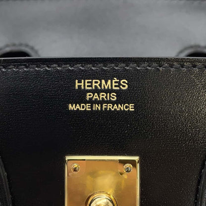 HERMES Birkin Sellier Black Box Calf Leather Size 25