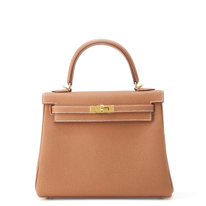 HERMES Kelly Retourne Gold Togo Leather Size 25