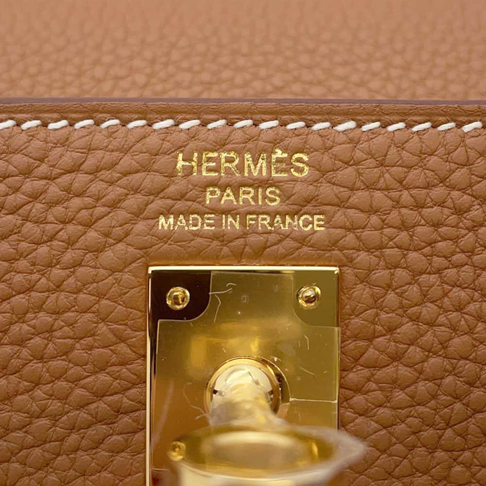 HERMES Kelly Retourne Gold Togo Leather Size 25