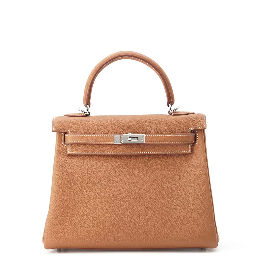 HERMES Kelly Retourne Gold Togo Leather Size 25