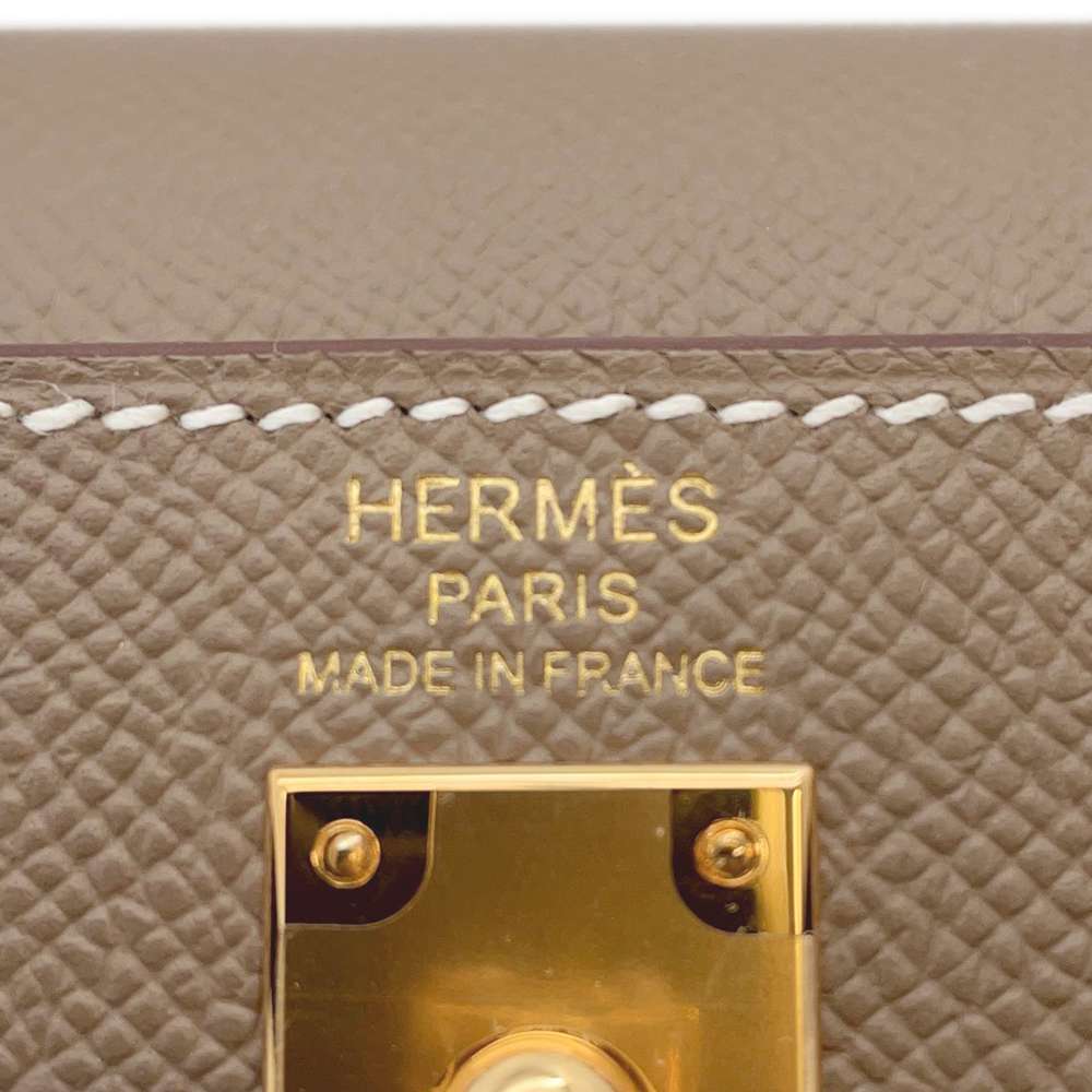 HERMES Kelly Sellier Tricolor Etoupe/Black/Ardoise Epsom Size 25