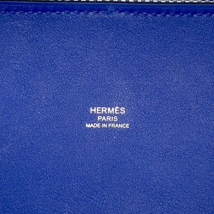 HERMES H Ambie Blue royal Toile H Swift Leather Size PM