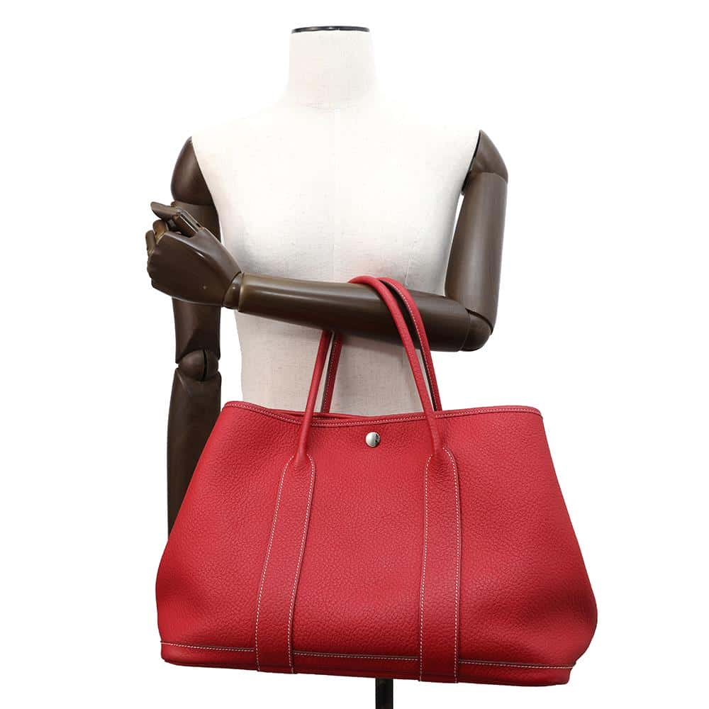 HERMES Garden Party Rouge Casaque Negonda Leather Size PM