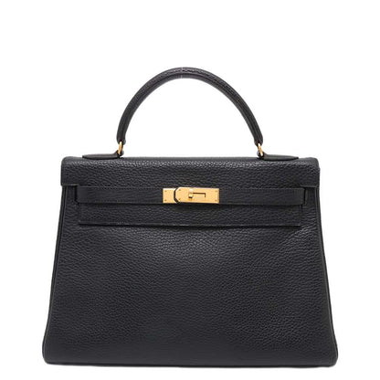 HERMES Kelly Retourne Black Ardennes Leather Size 32