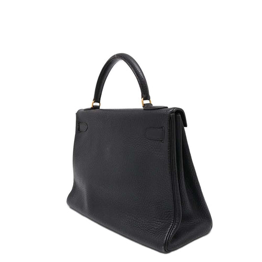 HERMES Kelly Retourne Black Ardennes Leather Size 32