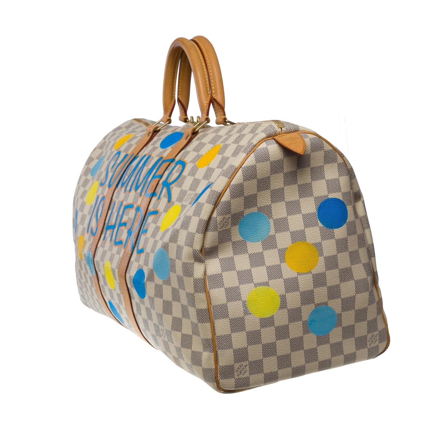 Louis Vuitton  Customized "Summer X Spring" Keepall 50 travel Bag in azure canvas