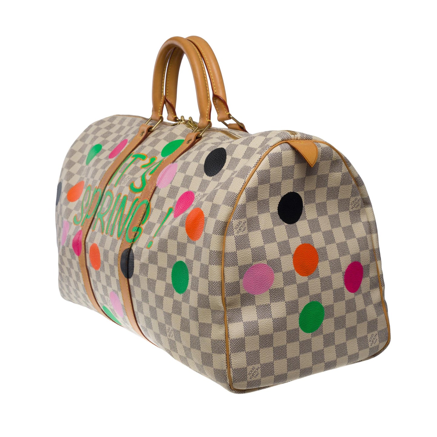 Louis Vuitton  Customized "Summer X Spring" Keepall 50 travel Bag in azure canvas