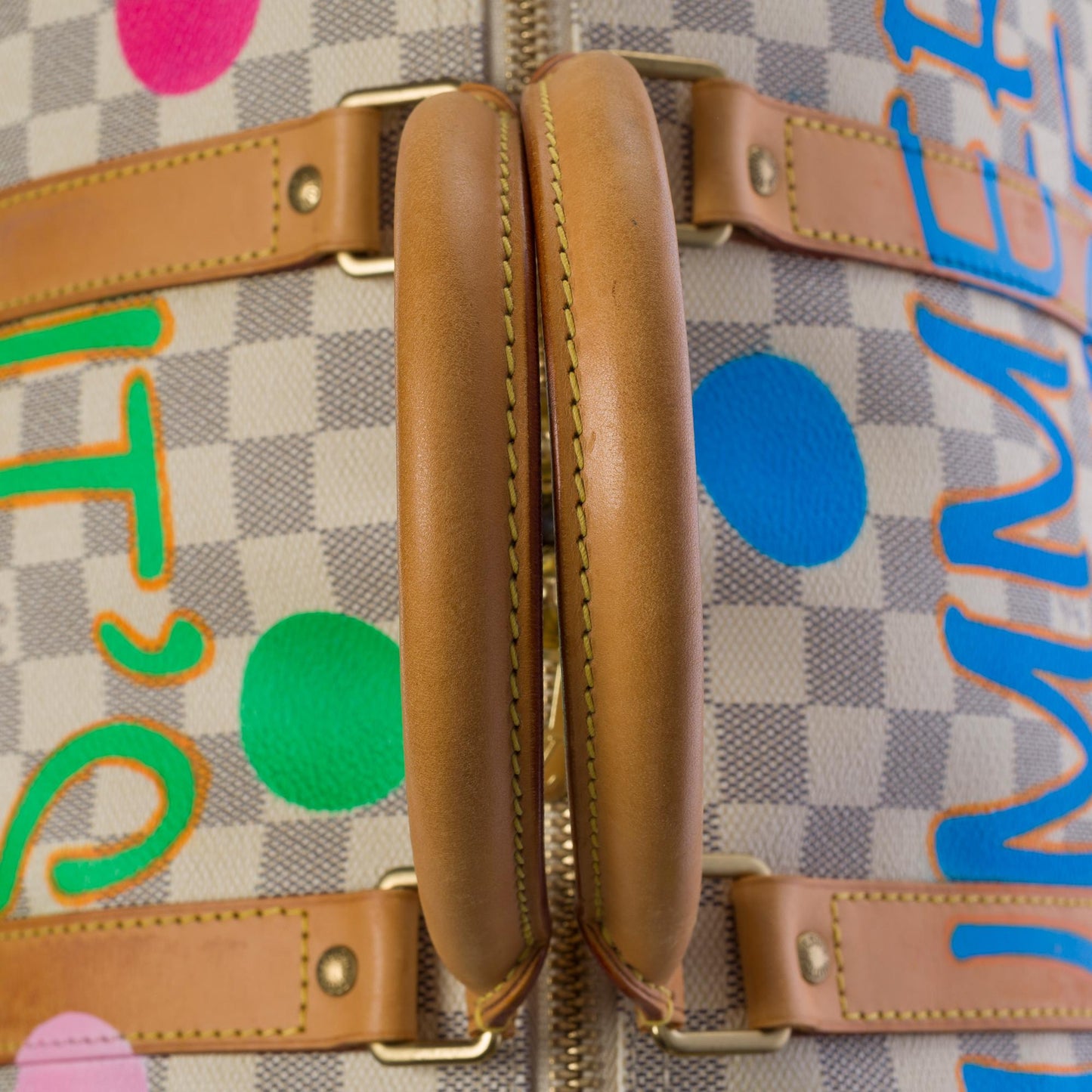 Louis Vuitton  Customized "Summer X Spring" Keepall 50 travel Bag in azure canvas