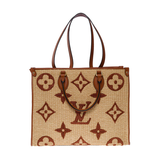 Louis Vuitton  Amazing limited edition Raffia Onthego MM Tote shoulder Bag, GHW