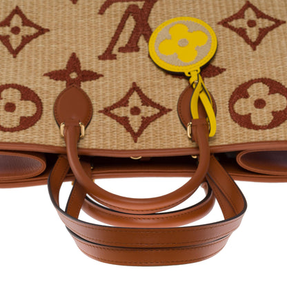 Louis Vuitton  Amazing limited edition Raffia Onthego MM Tote shoulder Bag, GHW