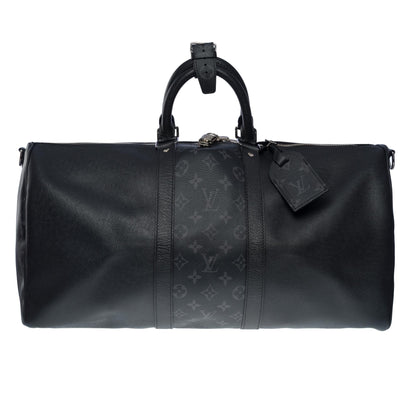 Louis Vuitton  Keepall 50 Taigarama Travel Bag in black canvas and leather , SHW