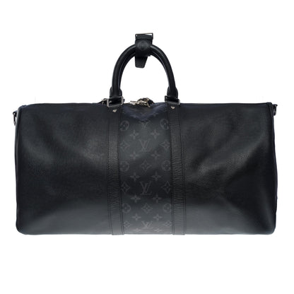 Louis Vuitton  Keepall 50 Taigarama Travel Bag in black canvas and leather , SHW