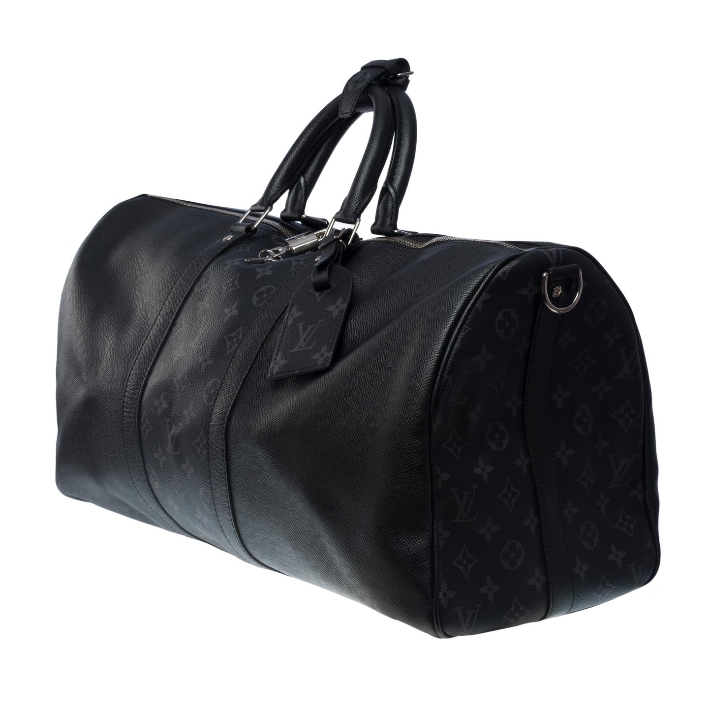 Louis Vuitton  Keepall 50 Taigarama Travel Bag in black canvas and leather , SHW