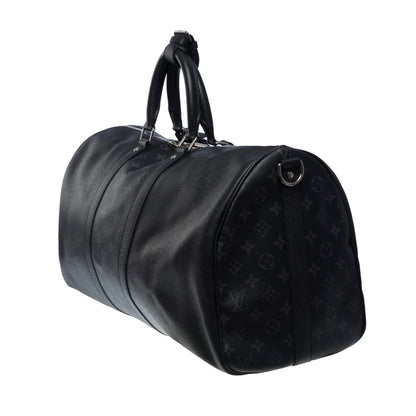 Louis Vuitton  Keepall 50 Taigarama Travel Bag in black canvas and leather , SHW