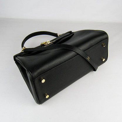 Hermes Kelly 32cm Togo Leather HandBag 6108 Black Golden