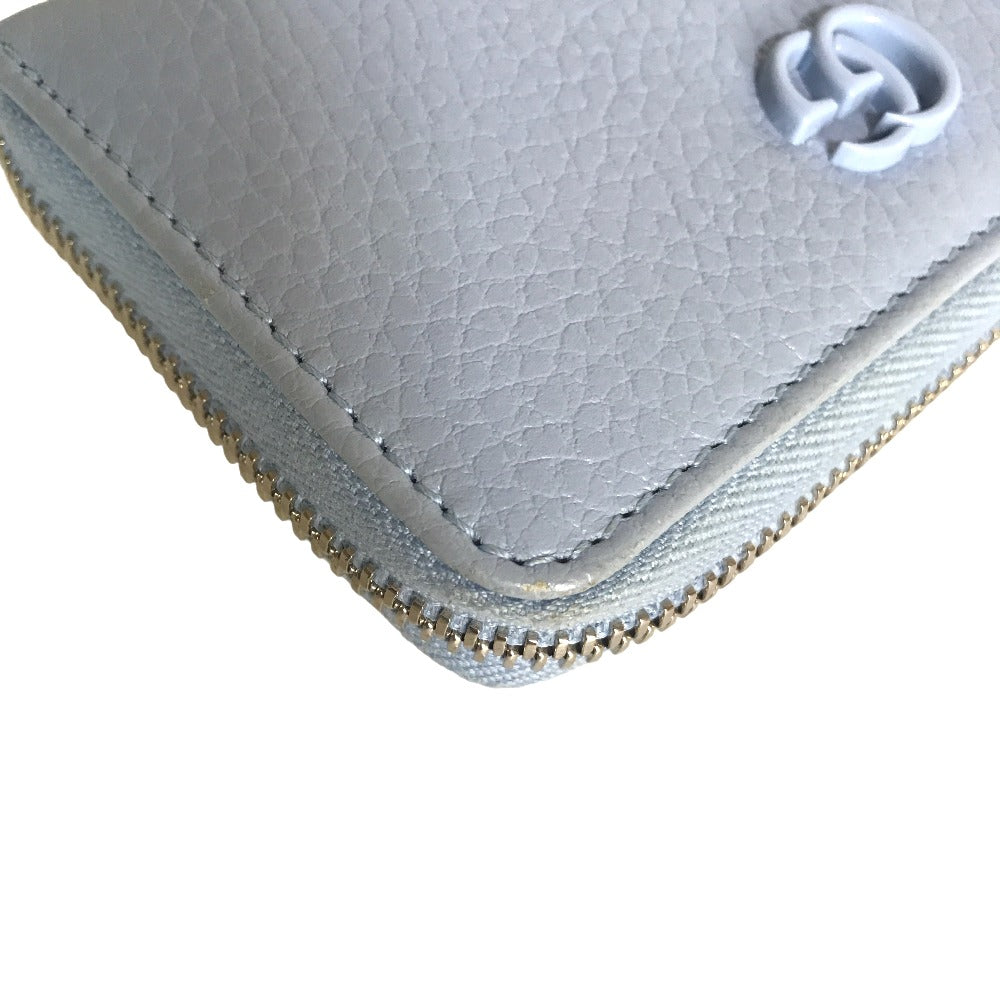 GUCCI Coin case 644412 2104 leather Light blue Compact wallet Double G Zip Around Women() Used