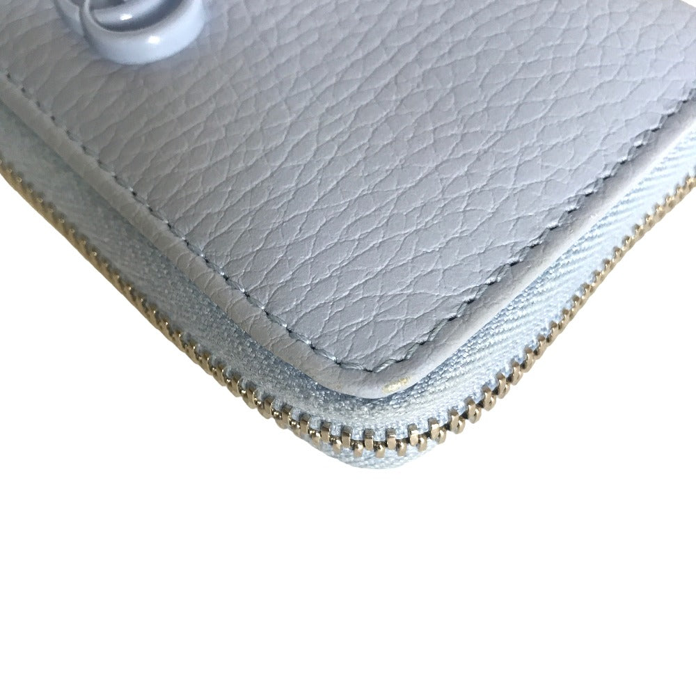 GUCCI Coin case 644412 2104 leather Light blue Compact wallet Double G Zip Around Women() Used