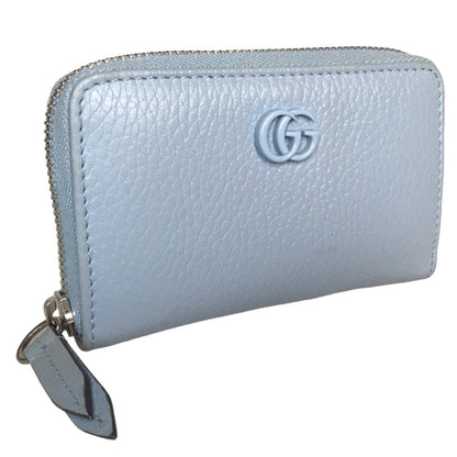 GUCCI Coin case 644412 2104 leather Light blue Compact wallet Double G Zip Around Women() Used