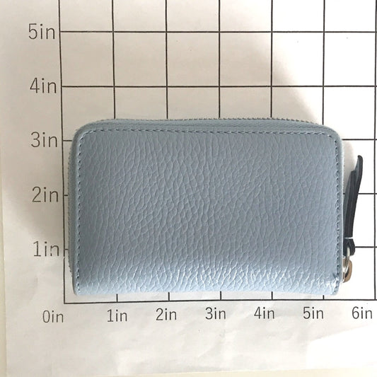 GUCCI Coin case 644412 2104 leather Light blue Compact wallet Double G Zip Around Women() Used