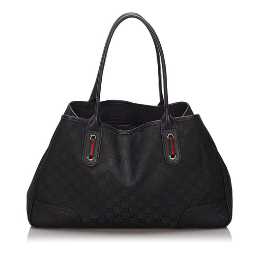 Gucci Black Canvas Fabric GG Princy Tote Bag Italy