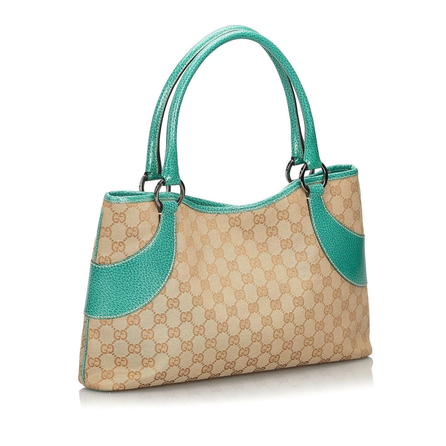 Gucci Brown Beige Canvas Fabric GG Tote Bag Italy