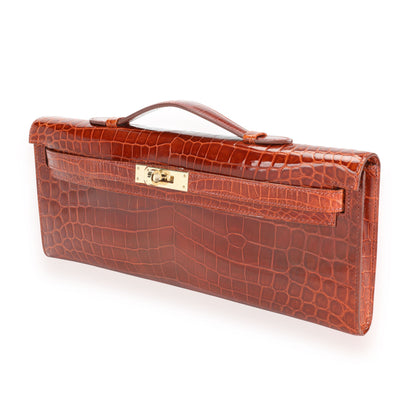 Hermès Miel Shiny Niloticus Crocodile Kelly Cut GHW