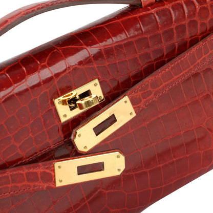 Hermès Sanguine Shiny Niloticus Crocodile Kelly Cut GHW