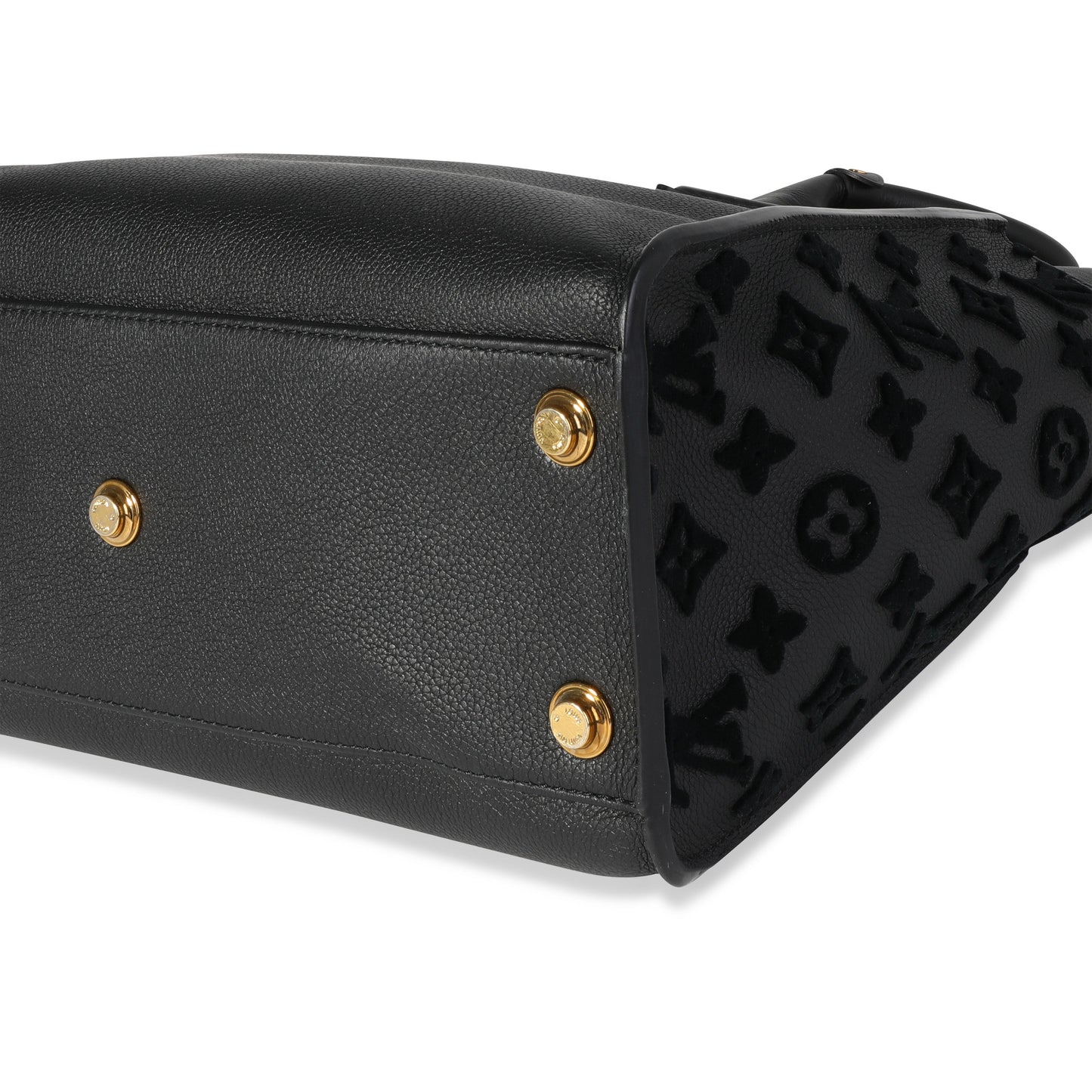 Louis Vuitton  Black Grained Calfskin & Tufted Monogram On My Side MM