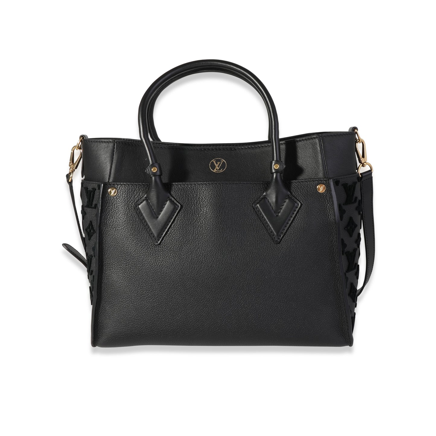 Louis Vuitton  Black Grained Calfskin & Tufted Monogram On My Side MM