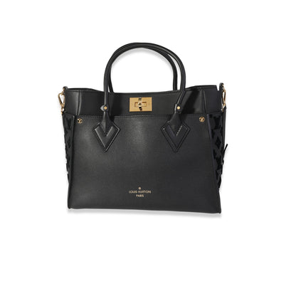 Louis Vuitton  Black Grained Calfskin & Tufted Monogram On My Side MM