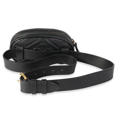 Gucci Black Matelassé Leather GG Marmont Belt Bag 95/38