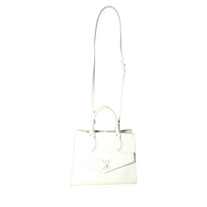 White Leather Monochrome Lockme Tote PM