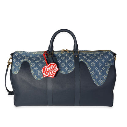 Louis Vuitton  x NIGO Monogram Denim Drip & Taurillon Keepall Bandouliere 50