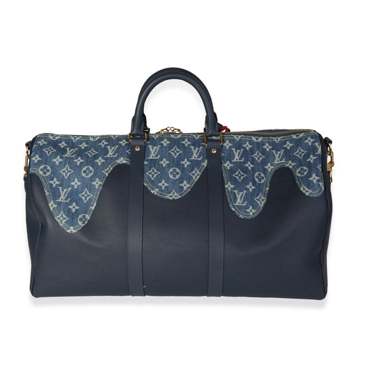 Louis Vuitton  x NIGO Monogram Denim Drip & Taurillon Keepall Bandouliere 50