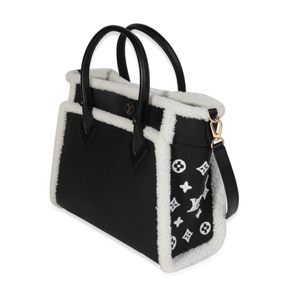 Louis Vuitton  Black Grained Calfskin & White Shearling Monogram On My Side MM