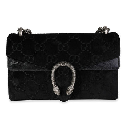 Gucci Black GG Velvet & Patent Leather Small Dionysus Bag