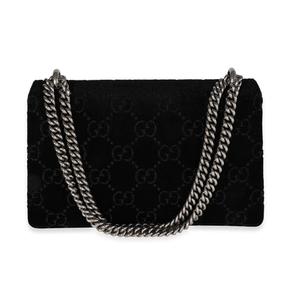 Gucci Black GG Velvet & Patent Leather Small Dionysus Bag