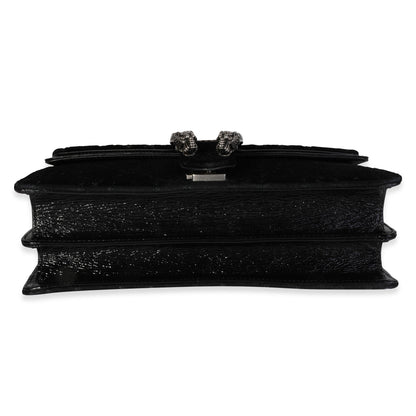 Gucci Black GG Velvet & Patent Leather Small Dionysus Bag