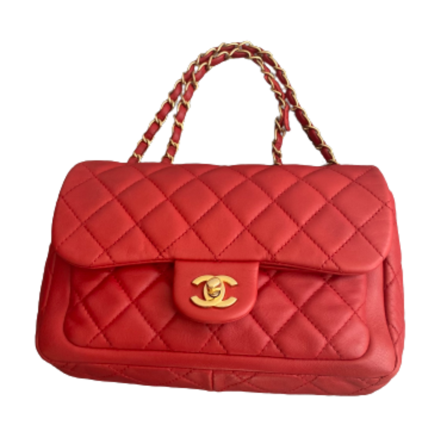 Chanel Red Leather Matelasse shoulder Bag